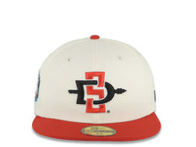 Load image into Gallery viewer, San Diego State Aztecs New Era NCAA 59FIFTY 5950 Fitted Cap Hat Cream Crown Red Visor Black/Red Logo 2023 Final Four Houston Side Patch