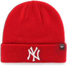 Load image into Gallery viewer, New York Yankees '47 Brand MLB Cuffed Knit Beanie Hat Red Crown/Visor White Logo
