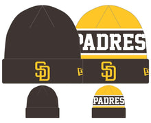Load image into Gallery viewer, (Reversable) San Diego Padres New Era MLB Cuffed Knit Beanie Hat Yellow/Brown Crown/Visor Yellow Logo