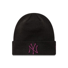 Load image into Gallery viewer, New York Yankees New Era MLB Cuffed Knit Beanie Hat Black Crown/Visor Purple Logo