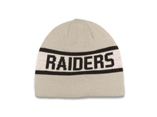 Load image into Gallery viewer, Oakland Raiders New Era NFL Uncuffed Skull Beanie/Knit Hat Gray/Black Crown/Visor Team Color Logo (Reverse)