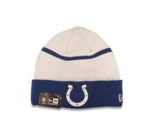 Load image into Gallery viewer, Indianapolis Colts New Era NFL Cuffed Block Knit Beanie Hat White/Royal Blue Crown/Visor White Logo