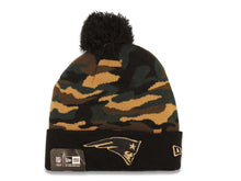 Load image into Gallery viewer, New England Patriots New Era NFL Cuffed Pom Captivate Beanie/Knit Hat Camo/Black Crown/Visor Team Color Logo