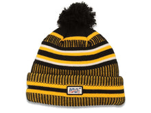 Load image into Gallery viewer, Pittsburgh Steelers New Era NFL Cuffed 2019 Sideline Beanie/Knit Pom Yellow/White/Black Crown/Visor Team Color Logo