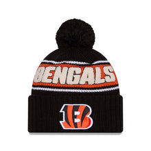 Load image into Gallery viewer, Cincinnati Bengals New Era NFL Cuffed Pom Beanie/Knit Hat Black/Orange Crown/Visor Team Color Logo (2024 Sideline)