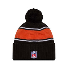 Load image into Gallery viewer, Cincinnati Bengals New Era NFL Cuffed Pom Beanie/Knit Hat Black/Orange Crown/Visor Team Color Logo (2024 Sideline)