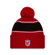 Load image into Gallery viewer, San Francisco 49ers New Era NFL Cuffed Pom Beanie/Knit Hat Red/Black Crown/Visor Team Color Logo (2024 Sideline)