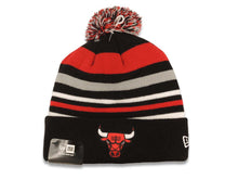 Load image into Gallery viewer, Chicago Bulls New Era NBA Cuffed Pom Beanie/Knit Hat Red/Black/White Crown/Visor Team Color Logo (Stripe Out)