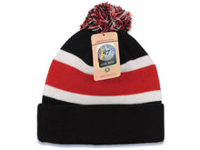 Load image into Gallery viewer, Chicago Bulls '47 Brand NBA Pom Break Away Knit Beanie Black/White/Red Crown/Visor Team Color Logo
