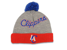 Load image into Gallery viewer, (Toddler/Youth) Los Angeles Clippers Adidas NBA Pom Kid Knit Beanie Gray/Red Crown/Visor Team Color Logo