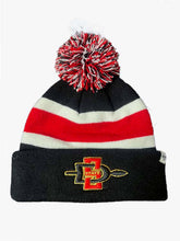 Load image into Gallery viewer, San Diego State Aztecs '47 Brand NCAA Pom Knit Beanie Black/Red/White Crown/Visor Team Black/Red/Metallic Gold Logo (Break Away)