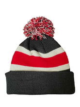 Load image into Gallery viewer, San Diego State Aztecs '47 Brand NCAA Pom Knit Beanie Black/Red/White Crown/Visor Team Black/Red/Metallic Gold Logo (Break Away)