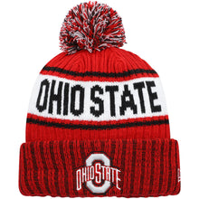 Load image into Gallery viewer, Ohio State Buckeyes New Era NCAA Cuffed Pom Knit Beanie Hat White/Red Crown/Visor Team Color Logo (Knit Marl)