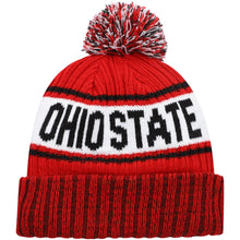 Load image into Gallery viewer, Ohio State Buckeyes New Era NCAA Cuffed Pom Knit Beanie Hat White/Red Crown/Visor Team Color Logo (Knit Marl)