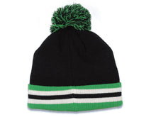 Load image into Gallery viewer, New York Cuffed Pom CH Stripe Beanie/Knit Black/Green/White Crown/Visor Team Color Logo