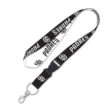 Load image into Gallery viewer, San Diego Padres WinCraft MLB 2-Tone Lanyard Black And White With Detachable Buckle