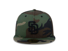 Load image into Gallery viewer, San Diego Padres New Era MLB 59Fifty 5950 Fitted Cap Hat Camo Crown/Visor Black Logo