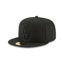 Load image into Gallery viewer, Los Angeles Dodgers New Era MLB 59Fifty 5950 Fitted Cap Hat All Black Crown/Visor Black Logo
