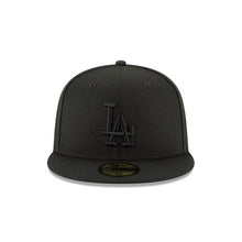 Load image into Gallery viewer, Los Angeles Dodgers New Era MLB 59Fifty 5950 Fitted Cap Hat All Black Crown/Visor Black Logo