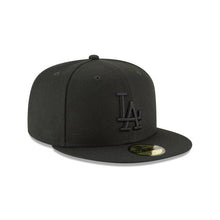 Load image into Gallery viewer, Los Angeles Dodgers New Era MLB 59Fifty 5950 Fitted Cap Hat All Black Crown/Visor Black Logo