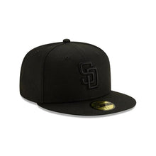 Load image into Gallery viewer, San Diego Padres New Era MLB 59Fifty 5950 Fitted Cap Hat All Black Crown/Visor Black Logo