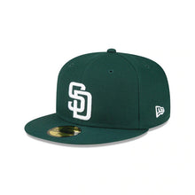 Load image into Gallery viewer, San Diego Padres New Era MLB 59FIFTY 5950 Fitted Cap Hat Dark Green Crown/Visor White Logo