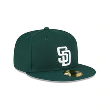 Load image into Gallery viewer, San Diego Padres New Era MLB 59FIFTY 5950 Fitted Cap Hat Dark Green Crown/Visor White Logo
