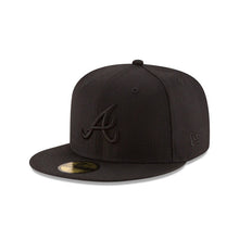 Load image into Gallery viewer, Atlanta Braves New Era MLB 59FIFTY 5950 Fitted Cap Hat Black Crown/Visor Black Logo