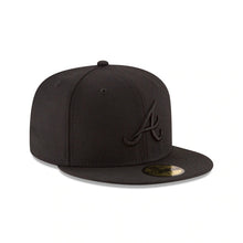 Load image into Gallery viewer, Atlanta Braves New Era MLB 59FIFTY 5950 Fitted Cap Hat Black Crown/Visor Black Logo