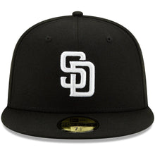 Load image into Gallery viewer, San Diego Padres New Era MLB 59Fifty 5950 Fitted Cap Hat Black Crown/Visor White Logo