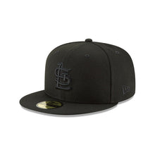 Load image into Gallery viewer, St. Louis Cardinals New Era 59FIFTY 5950 Fitted Cap Hat Black Crown/Visor Black Logo