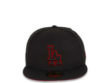 Load image into Gallery viewer, Los Angeles Dodgers New Era MLB 59Fifty 5950 Fitted Cap Hat Black Crown/Visor Black/Red Logo