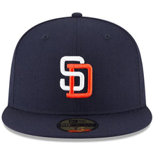 Load image into Gallery viewer, San Diego Padres New Era MLB 59Fifty 5950 Fitted Cap Hat Navy Crown/Visor White/Orange Logo (Tony Gwynn Era)