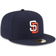 Load image into Gallery viewer, San Diego Padres New Era MLB 59Fifty 5950 Fitted Cap Hat Navy Crown/Visor White/Orange Logo (Tony Gwynn Era)