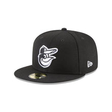 Load image into Gallery viewer, Baltimore Orioles New Era MLB 59Fifty 5950 Fitted Cap Hat Black Crown/Visor Black/White Bird Logo