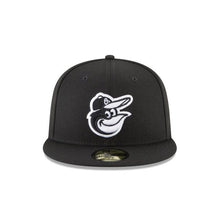 Load image into Gallery viewer, Baltimore Orioles New Era MLB 59Fifty 5950 Fitted Cap Hat Black Crown/Visor Black/White Bird Logo