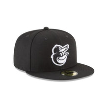 Load image into Gallery viewer, Baltimore Orioles New Era MLB 59Fifty 5950 Fitted Cap Hat Black Crown/Visor Black/White Bird Logo