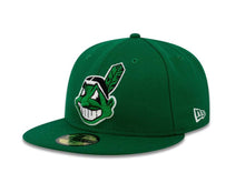 Load image into Gallery viewer, Cleveland Indians New Era MLB 59Fifty 5950 Fitted Cap Hat Green Crown/Visor Green/White Chief Wahoo Logo
