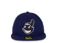 Load image into Gallery viewer, Cleveland Indians New Era MLB 59FIFTY 5950 Fitted Cap Hat Royal Blue Crown/Visor White/Royal Blue Chief Wahoo Logo