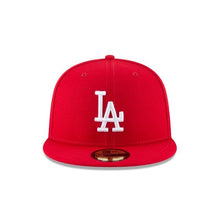 Load image into Gallery viewer, Los Angeles Dodgers New Era MLB 59Fifty 5950 Fitted Cap Hat Red Crown/Visor White Logo