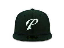 Load image into Gallery viewer, San Diego Padres New Era MLB 59Fifty 5950 Fitted Cap Hat Black Crown/Visor White "P" Script Logo