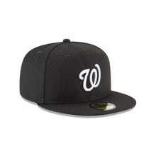 Load image into Gallery viewer, Washington Nationals New Era MLB 59FIFTY 5950 Fitted Cap Hat Black Crown/Visor White Logo