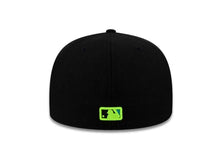 Load image into Gallery viewer, Washington Nationals New Era MLB 59Fifty 5950 Fitted Cap Hat Black Crown/Visor Aqua/Neon Yellow Logo