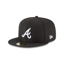 Load image into Gallery viewer, Atlanta Braves New Era MLB 59Fifty 5950 Fitted Cap Hat Black Crown/Visor White Logo