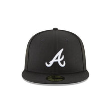 Load image into Gallery viewer, Atlanta Braves New Era MLB 59Fifty 5950 Fitted Cap Hat Black Crown/Visor White Logo