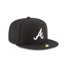 Load image into Gallery viewer, Atlanta Braves New Era MLB 59Fifty 5950 Fitted Cap Hat Black Crown/Visor White Logo
