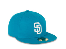 Load image into Gallery viewer, San Diego Padres New Era MLB 59FIFTY 5950 Fitted Cap Hat Turquoise Crown/Visor White Logo