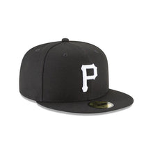 Load image into Gallery viewer, Pittsburgh Pirates New Era MLB 59FIFTY 5950 Fitted Cap Hat Black Crown/Visor White Logo