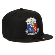 Load image into Gallery viewer, Philippines New Era 59FIFTY 5950 Fitted Cap Hat Black Crown/Visor Philippines Crest Flag Logo 3 Stars Back Logo