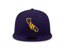 Load image into Gallery viewer, Los Angeles Dodgers New Era MLB 59FIFTY 5950 Fitted Cap Hat Purple Crown/Visor Purple/Yellow Map Logo